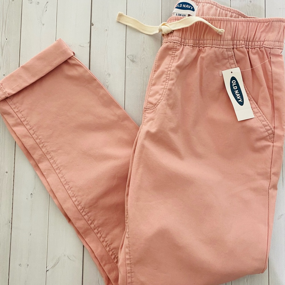 Old Navy Large Pants for little girls. Paper bag pants. Pink blush.